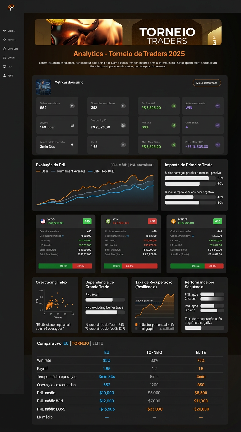Painel de performance e ranking da Trade Arena